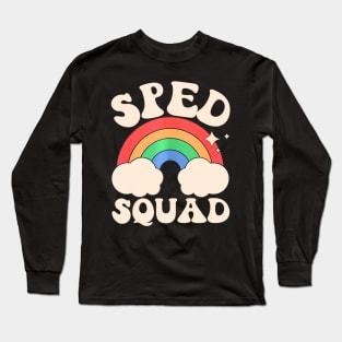 Sped Squad Teacher Rainbow Groovy Sped Ed Crew Education Day Long Sleeve T-Shirt